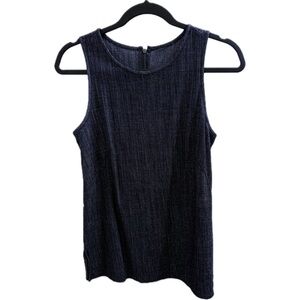 St John Bird’s Eye Thin Knit Tank Top in Navy